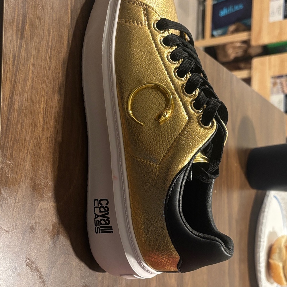 Cavalli Class Metallic Gold Sneakers